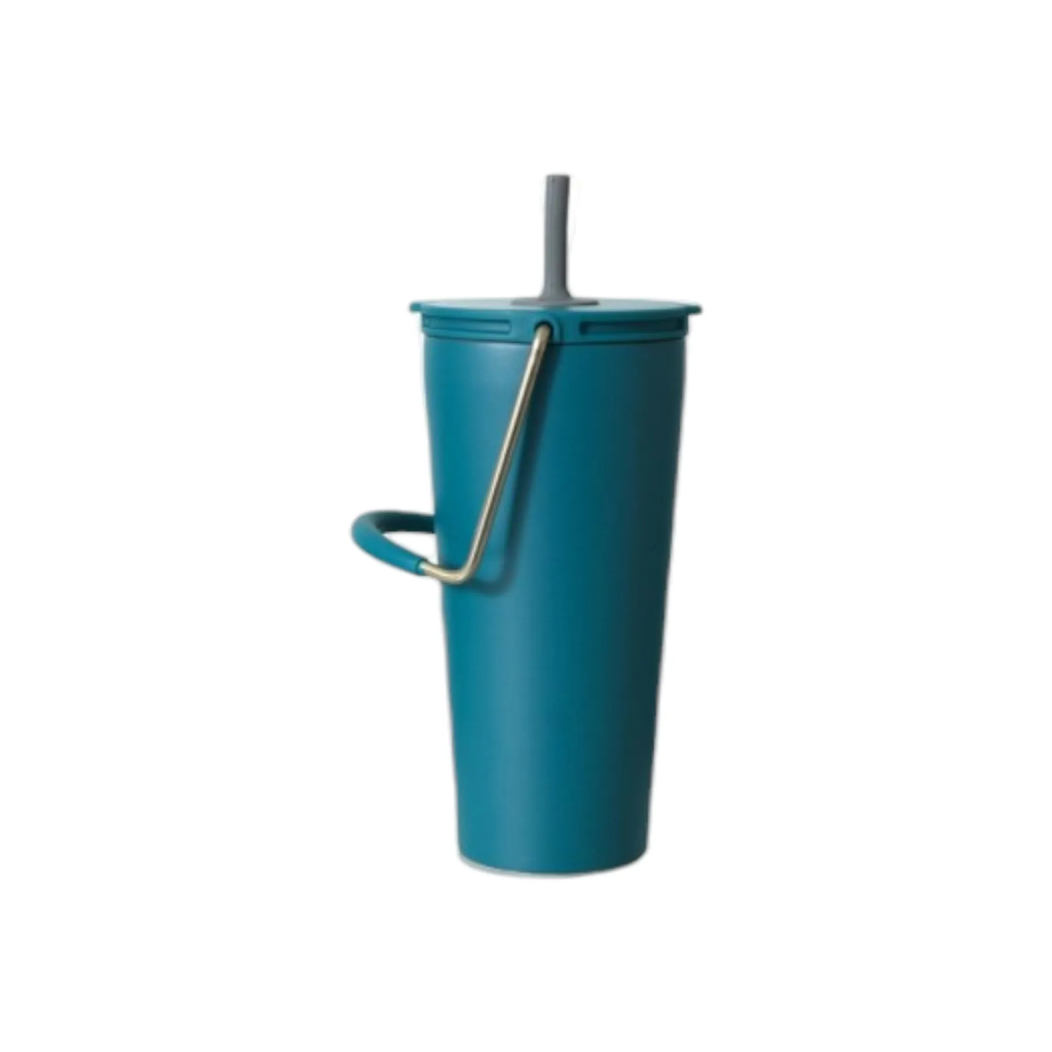 600ml Insulated Straw Cup Flask with Handle Thermal Water Bottle