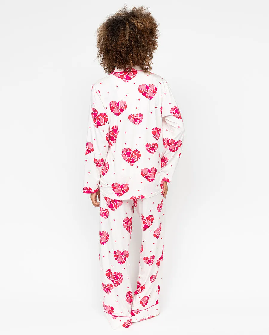 Aria Womens Heart Printed Jersey Pyjama Top