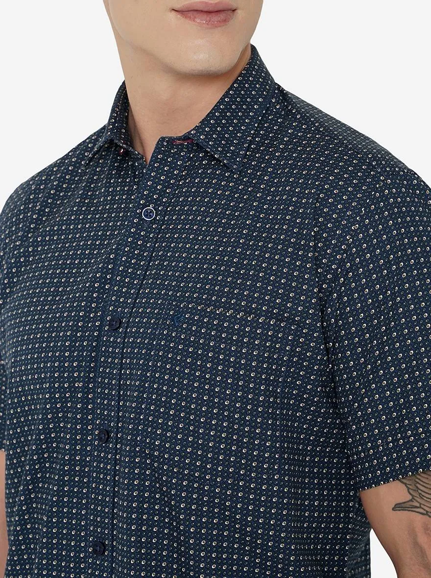 Blue Printed Smart Fit Casual Shirt | Greenfibre