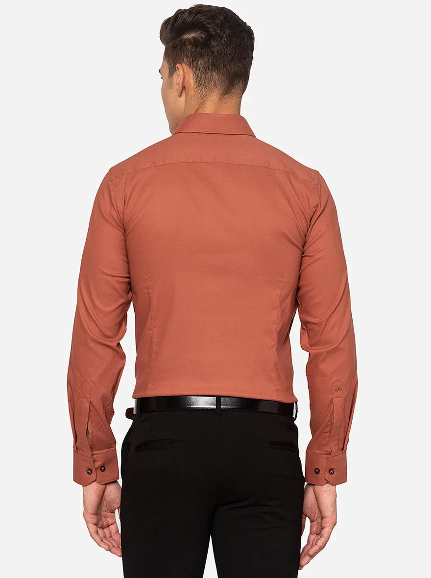 Brown Solid Slim Fit Party Wear Shirt | JB Studio