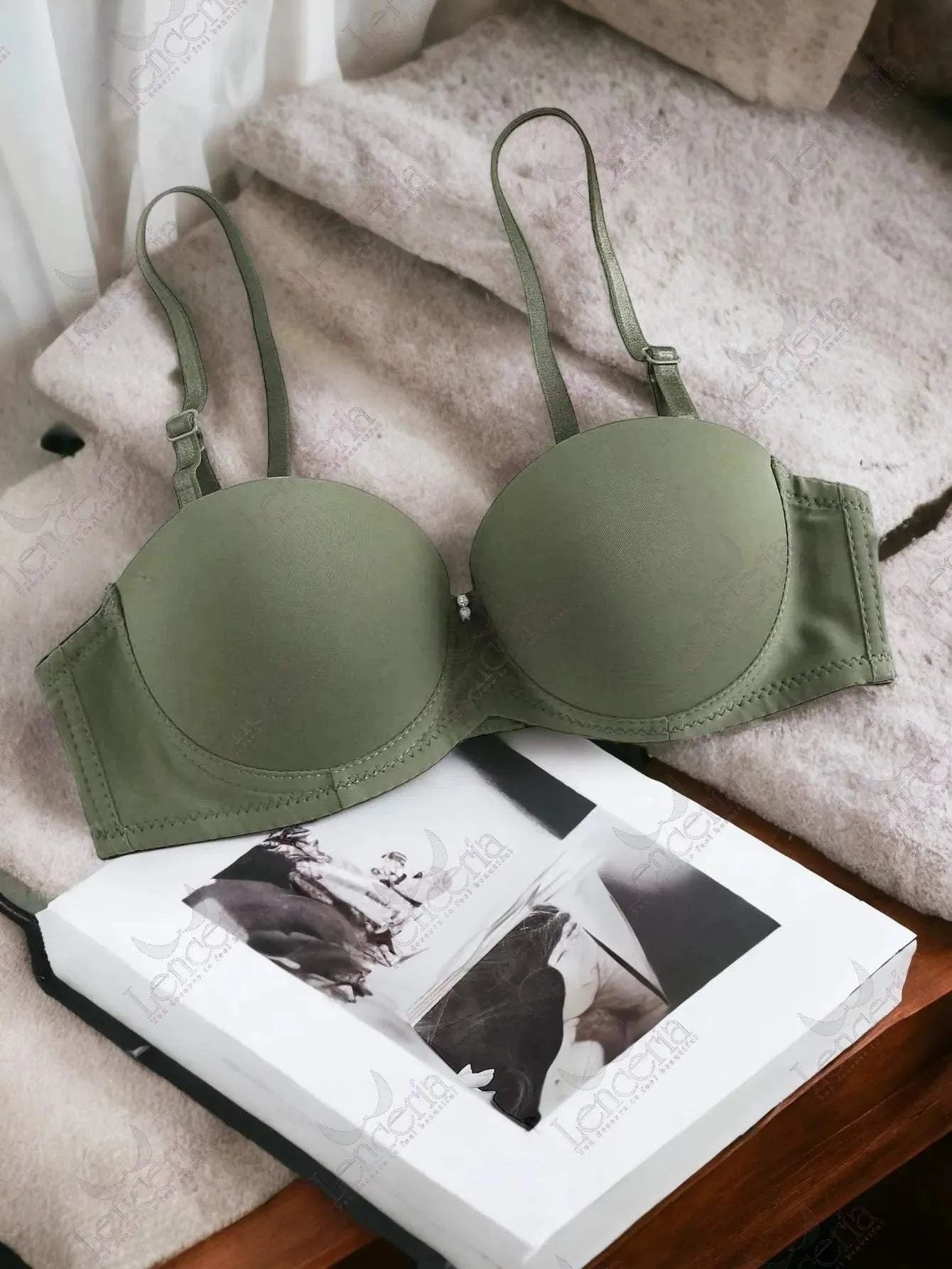 Cheriee everyday essentials adjustable Army Green padded pushup bra - very comfortable (c30)