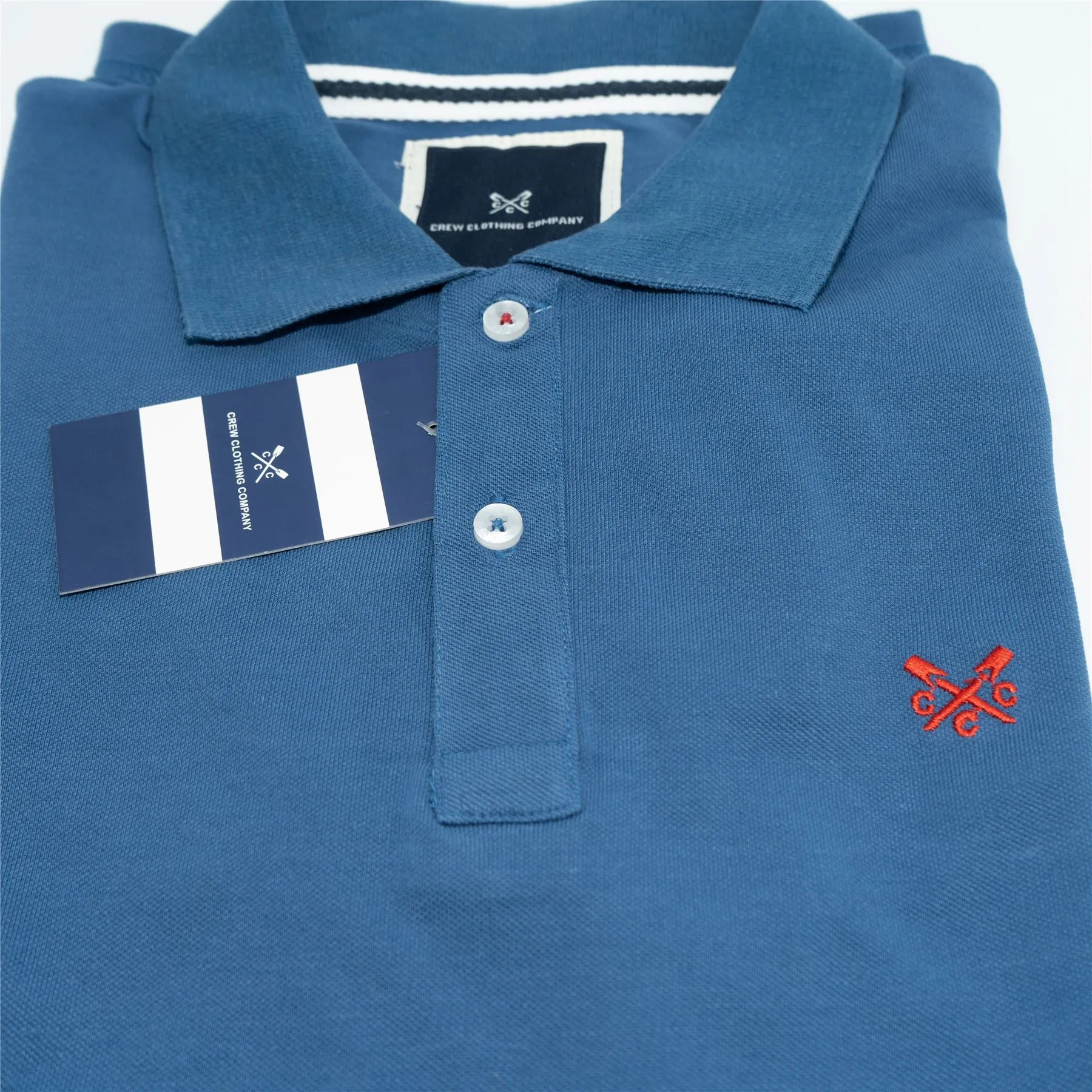 Crew Clothing Company Lightweight Polo Shirt Blue