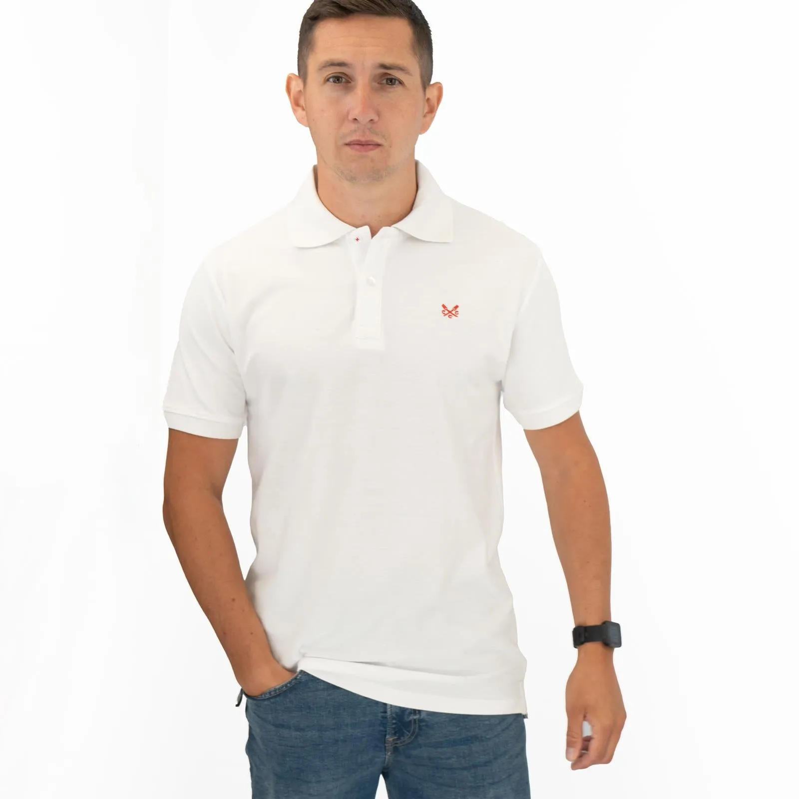 Crew Clothing Company Lightweight Polo Shirt White