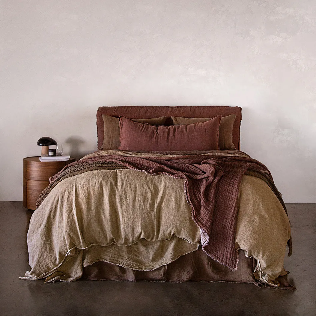 Crush Double Linen Throw Blanket - Floss/Moro