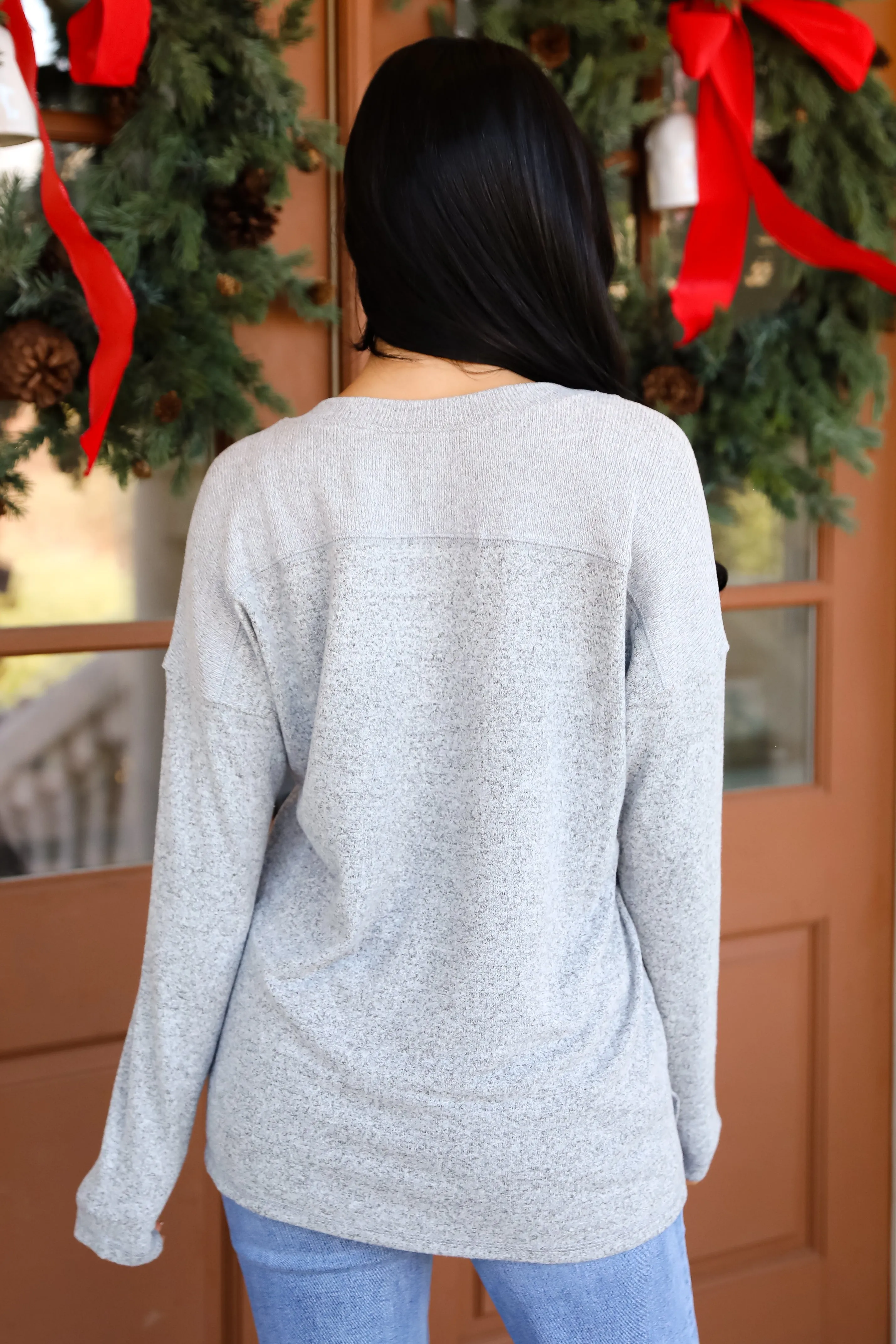 Effortless Pick Heather Grey Knit Top - DOORBUSTER