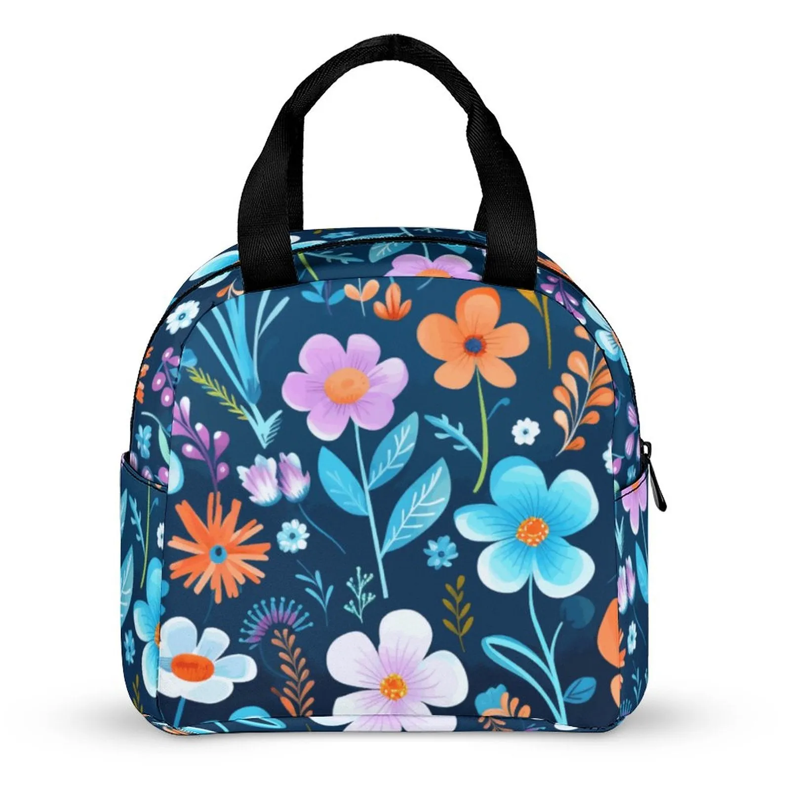 Floral Pattern Large Insulated Lunch Totes for Adults (All-Over Printing)