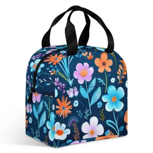 Floral Pattern Large Insulated Lunch Totes for Adults (All-Over Printing)