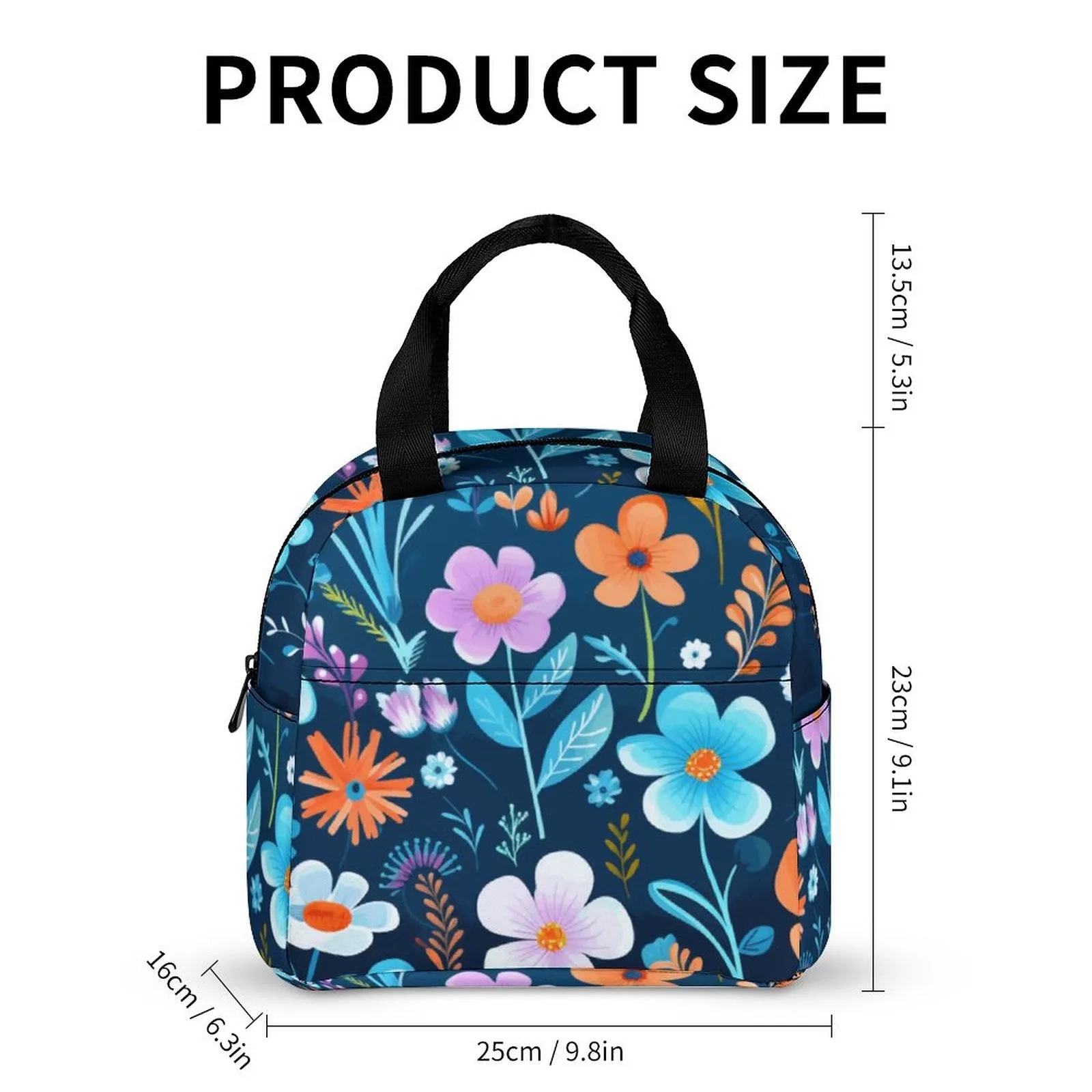 Floral Pattern Large Insulated Lunch Totes for Adults (All-Over Printing)