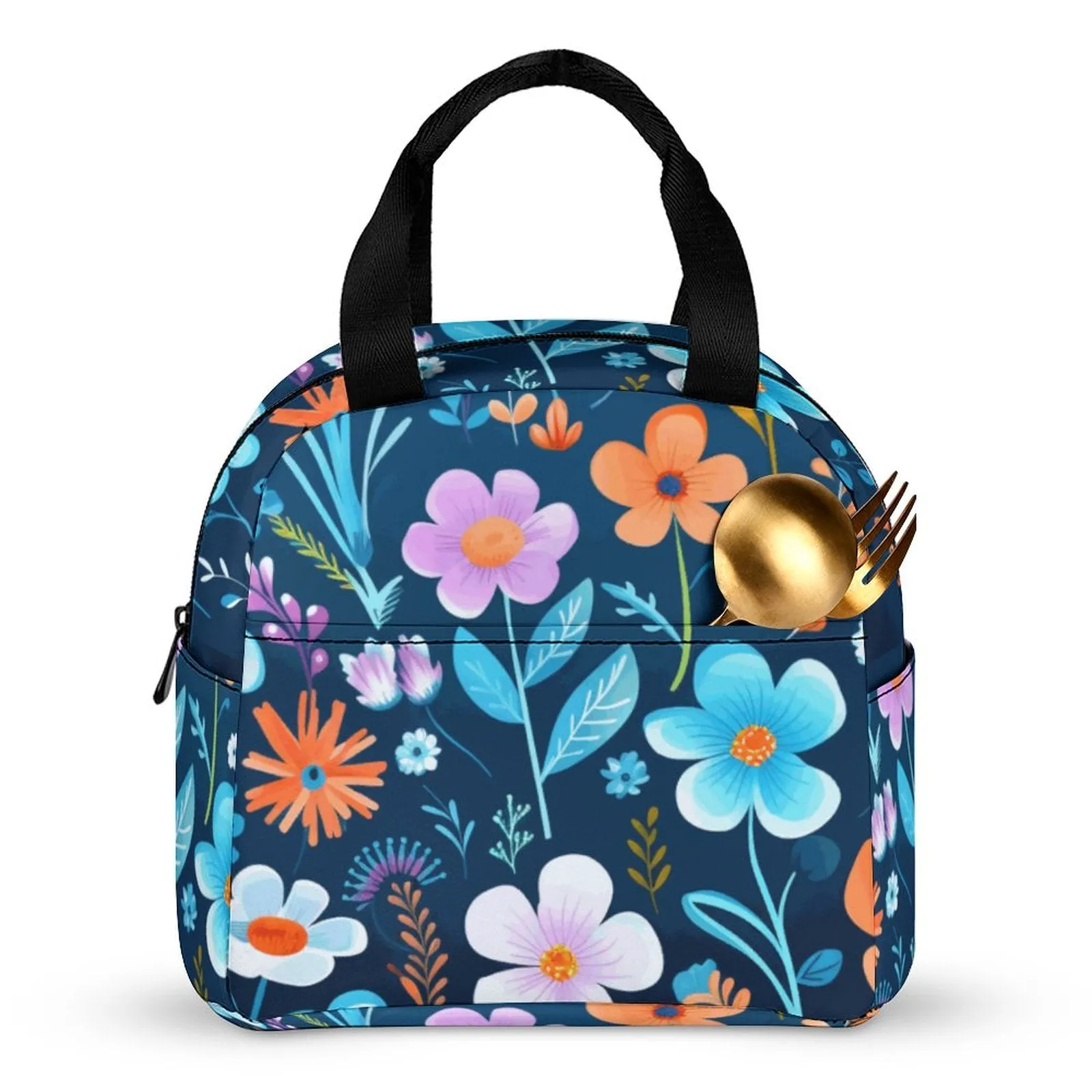 Floral Pattern Large Insulated Lunch Totes for Adults (All-Over Printing)