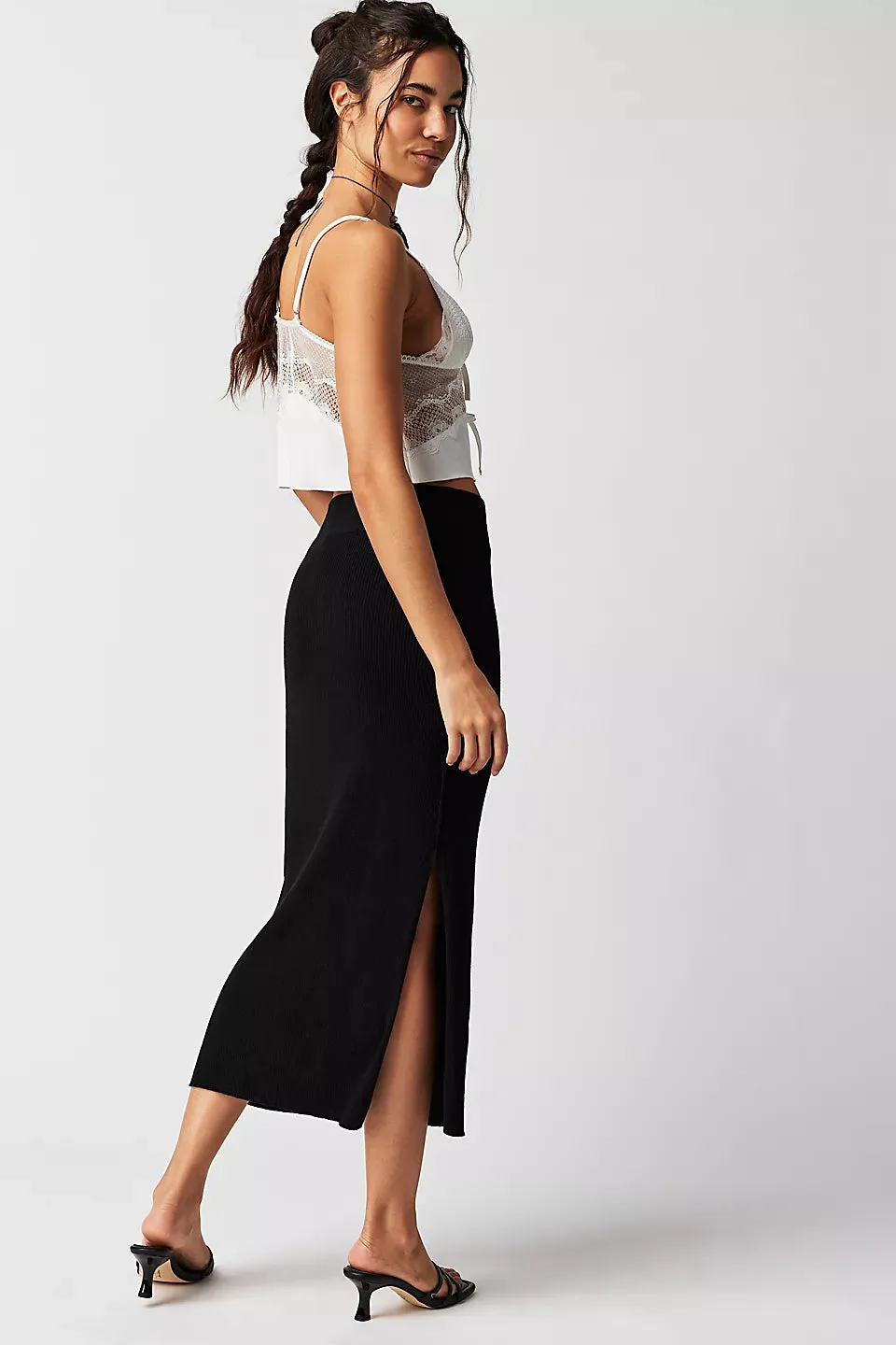 Free People Golden Hour Midi Skirt in Black