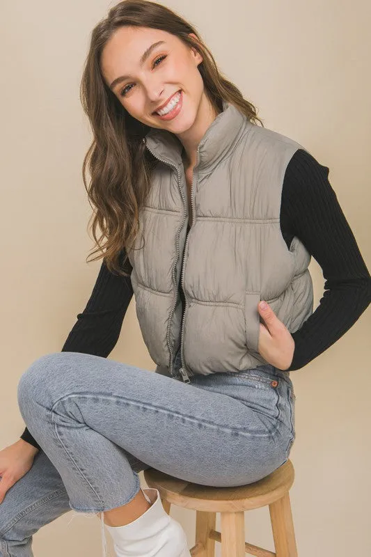 High Neck Puffer Vest  **This item has free shipping.**