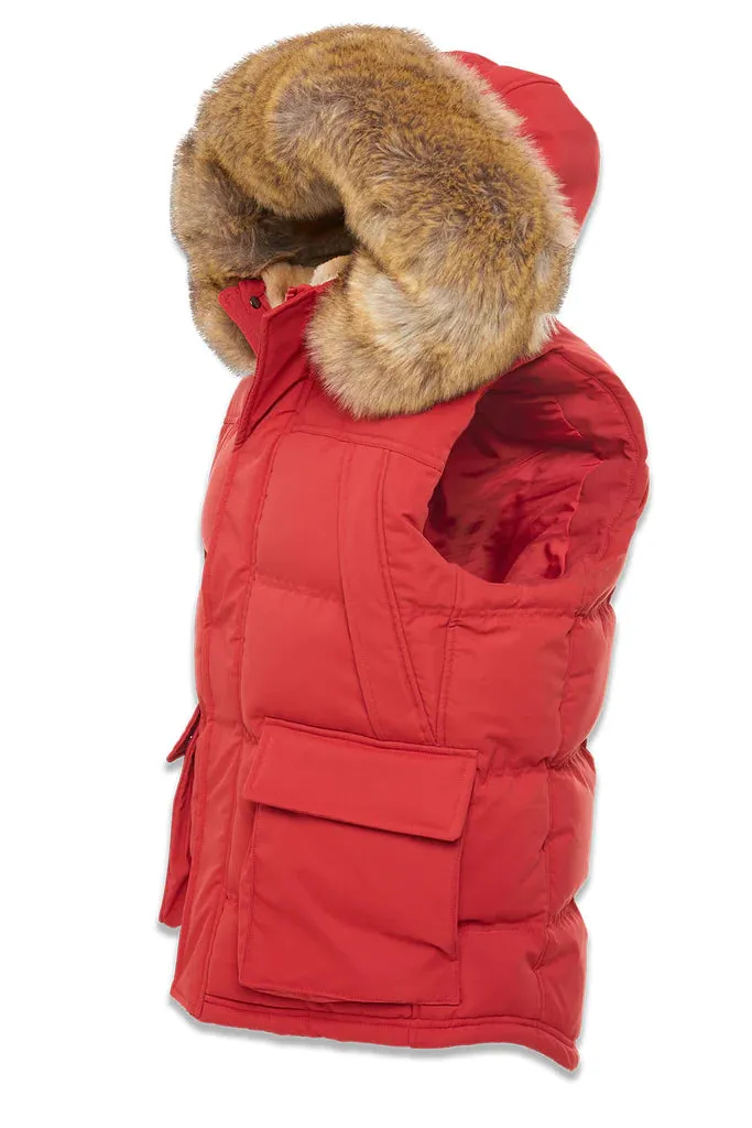 Jordan Craig YUKON FUR LINED PUFFER VEST (RED)