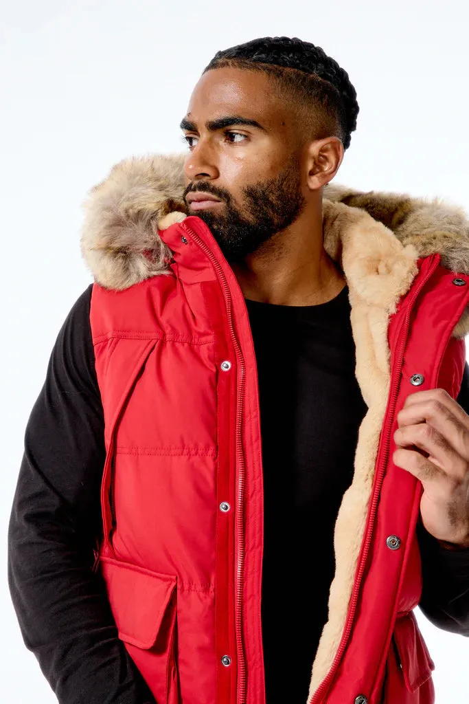 Jordan Craig YUKON FUR LINED PUFFER VEST (RED)