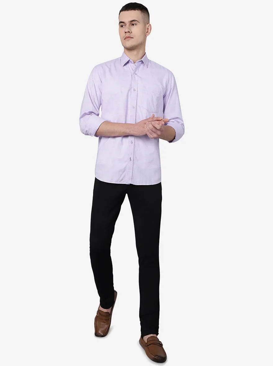 Lavender Solid Slim Fit Semi Casual Shirt | JadeBlue