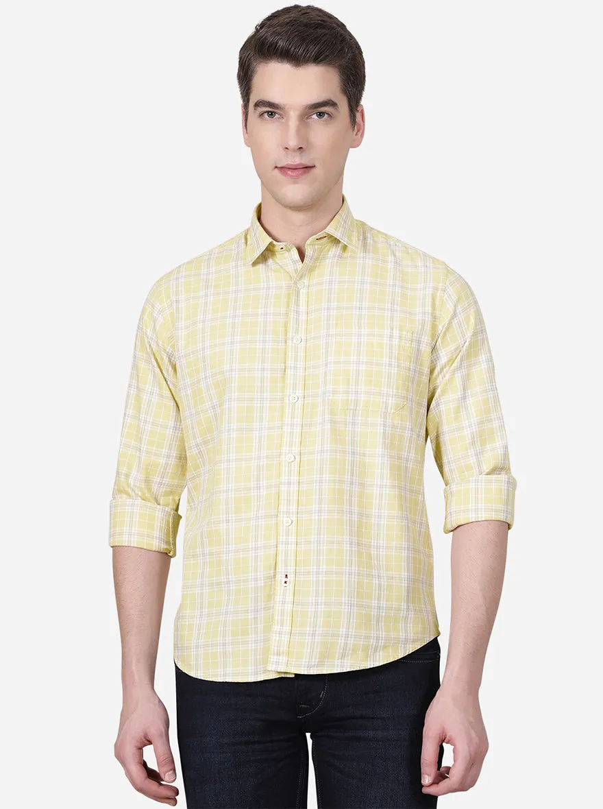 Mellow Yellow Checked Slim Fit Casual Shirt | Greenfibre