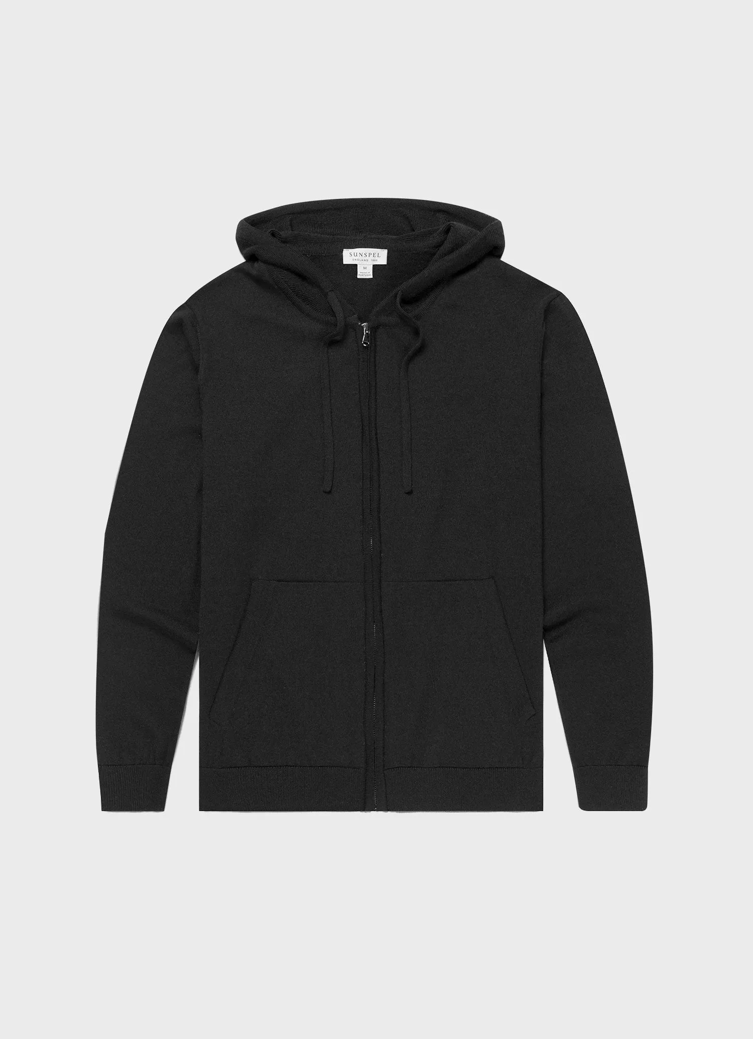 Men's Merino Zip Hoodie in Black