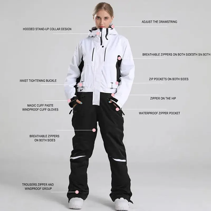 Men's One Piece Ski Suits With Adjustable Belt