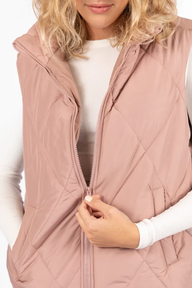 Mountainside Moment Mauve Quilted Puffer Vest