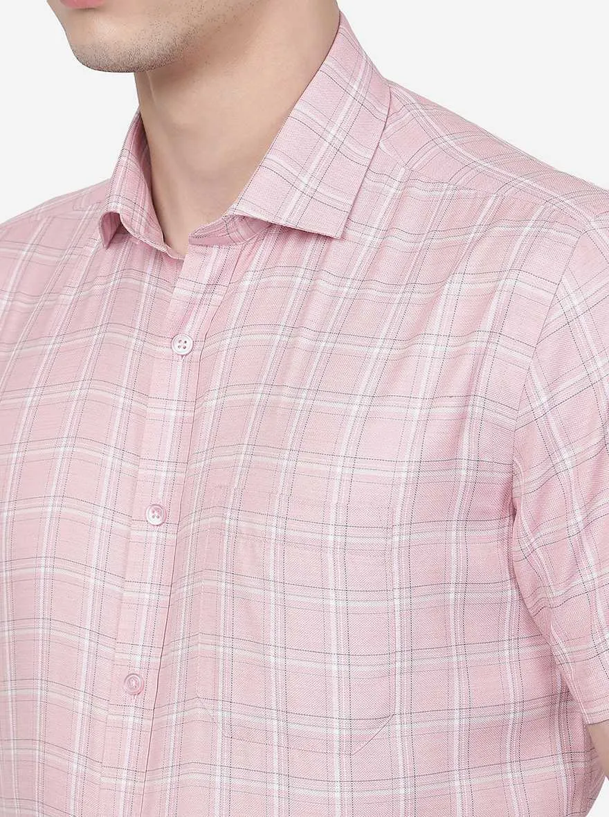 Pink Checked Regular Fit Formal Shirt | Greenfibre