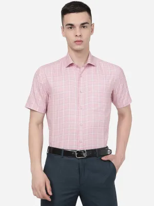 Pink Checked Regular Fit Formal Shirt | Greenfibre