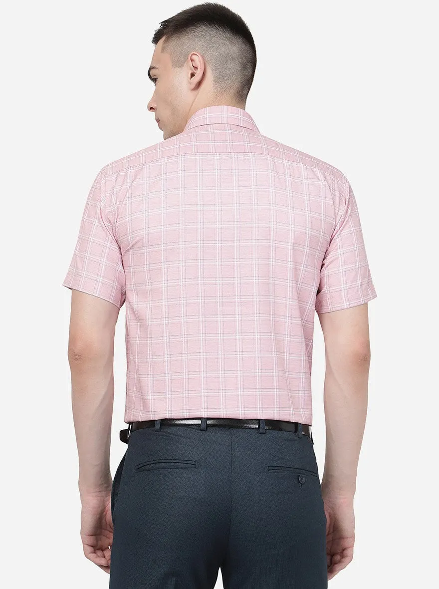 Pink Checked Regular Fit Formal Shirt | Greenfibre