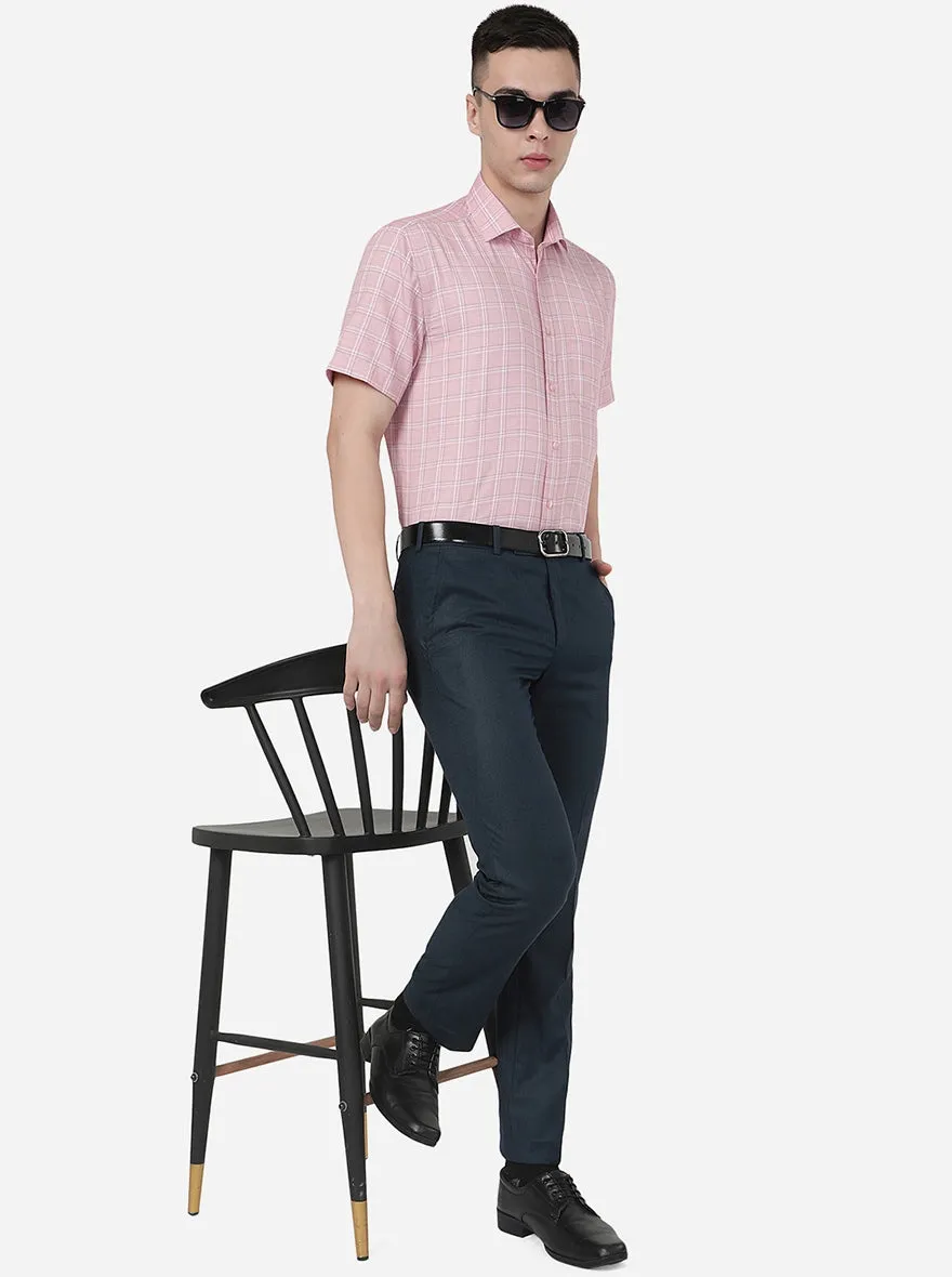 Pink Checked Regular Fit Formal Shirt | Greenfibre