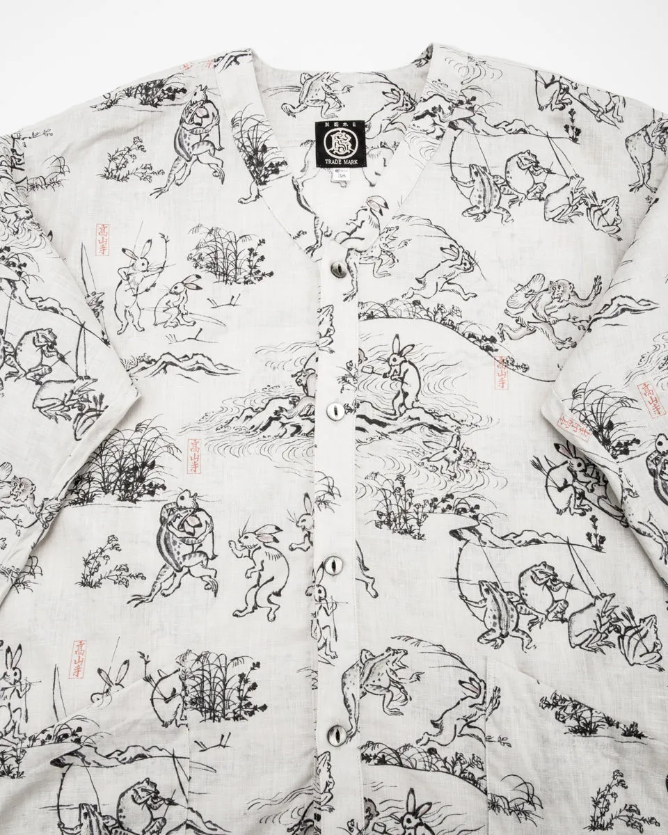 “Playing Animal” Full Open Surgeon Shirt - Ivory