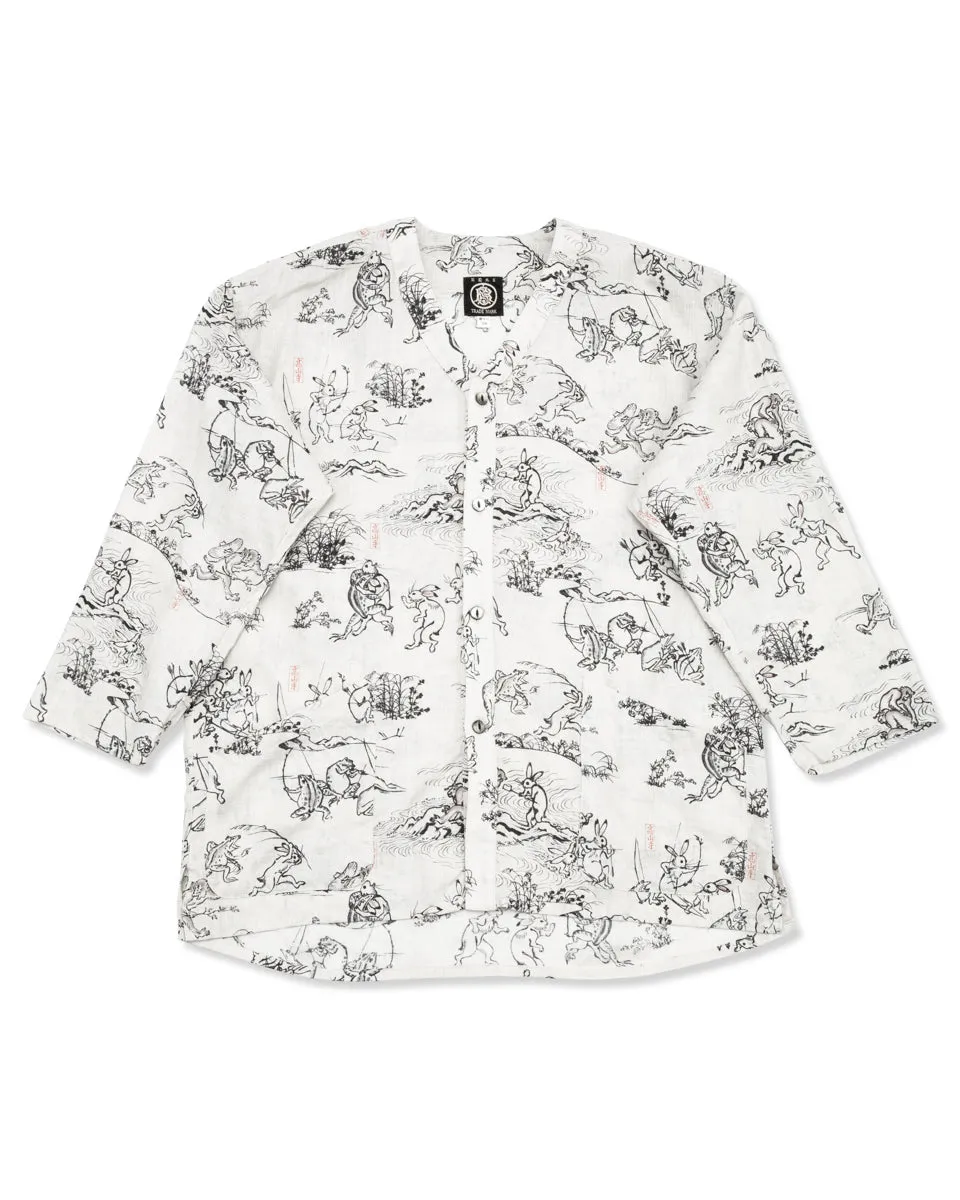 “Playing Animal” Full Open Surgeon Shirt - Ivory