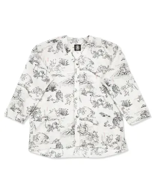 “Playing Animal” Full Open Surgeon Shirt - Ivory