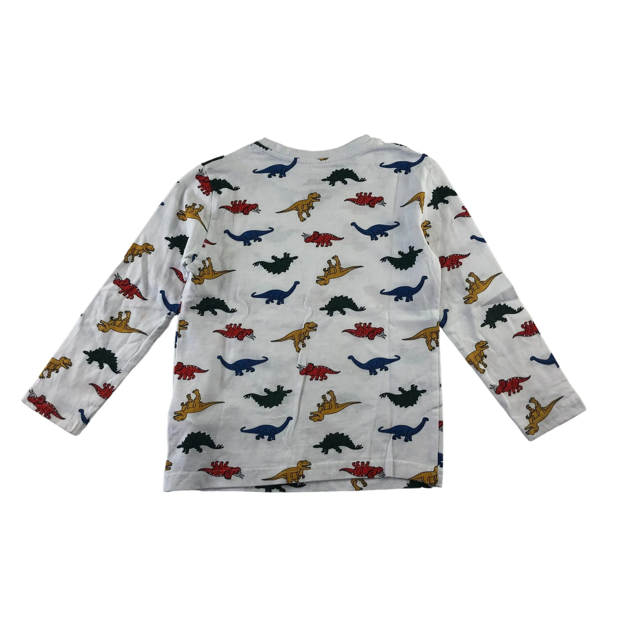 Primark t-shirt 5-6 years white multicolour dinosaurs long sleeve cotton