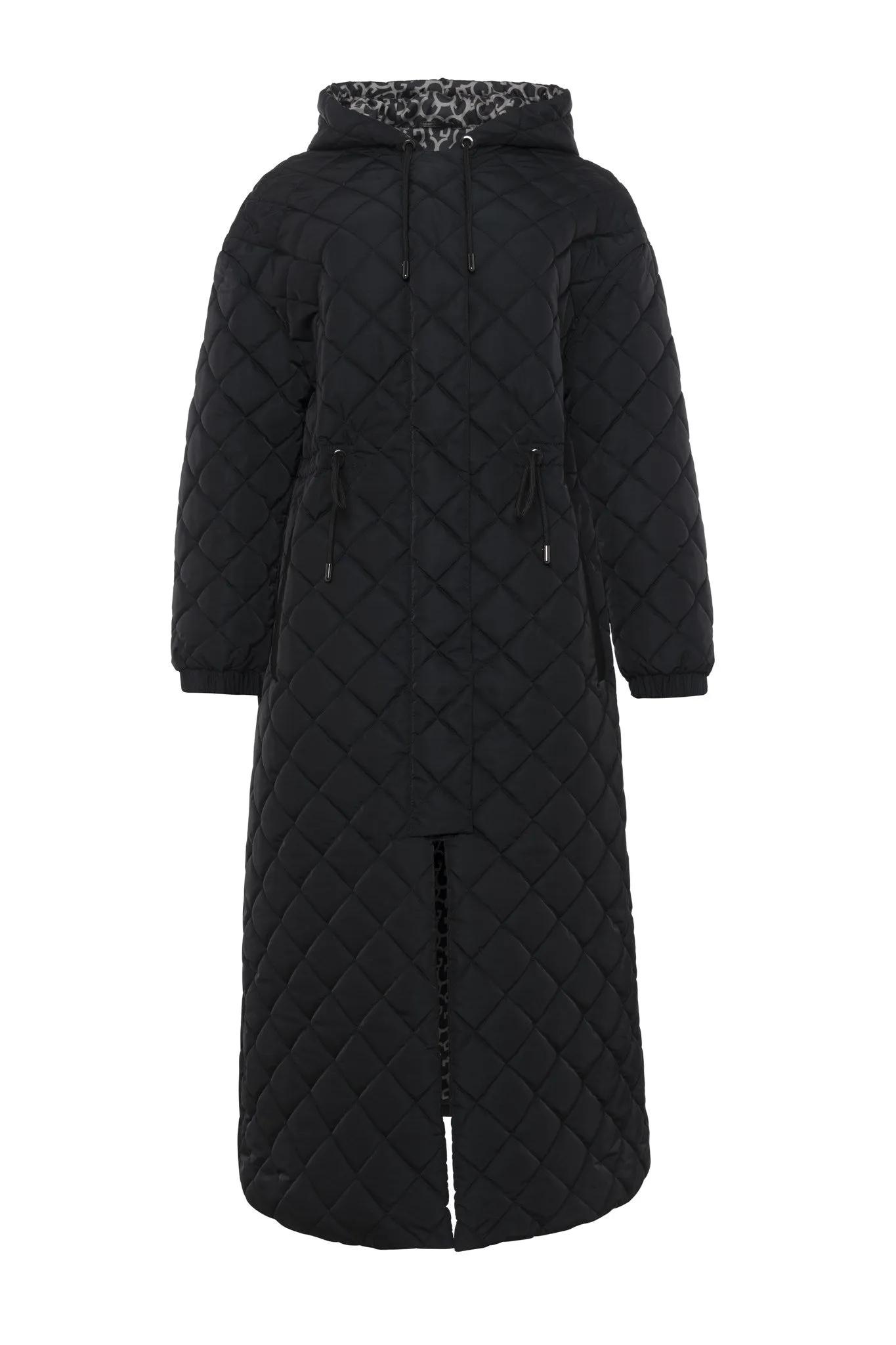 Quilted Fabric Zip Coat with Hood