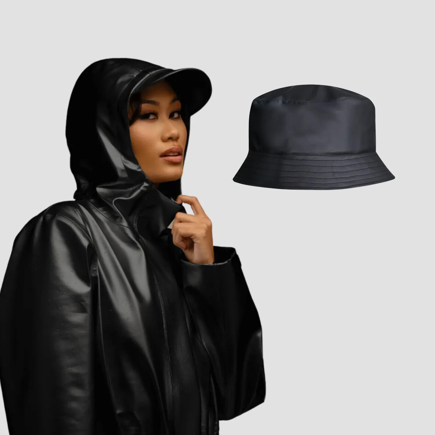 Rain Jacket   All-Weather Essentials Matching Hat: Baseball Cap, Sou'wester, & Matte Bucket Hat