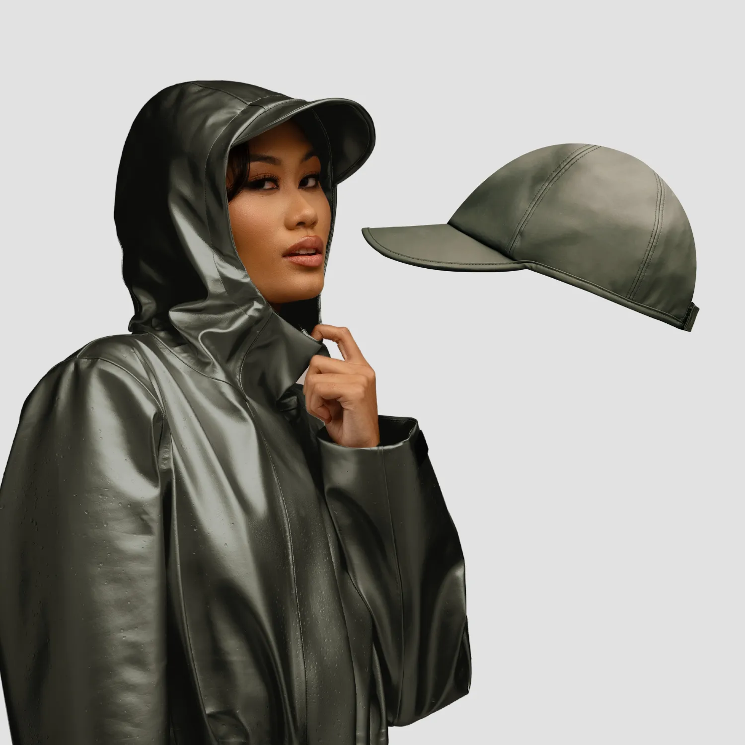 Rain Jacket   All-Weather Essentials Matching Hat: Baseball Cap, Sou'wester, & Matte Bucket Hat