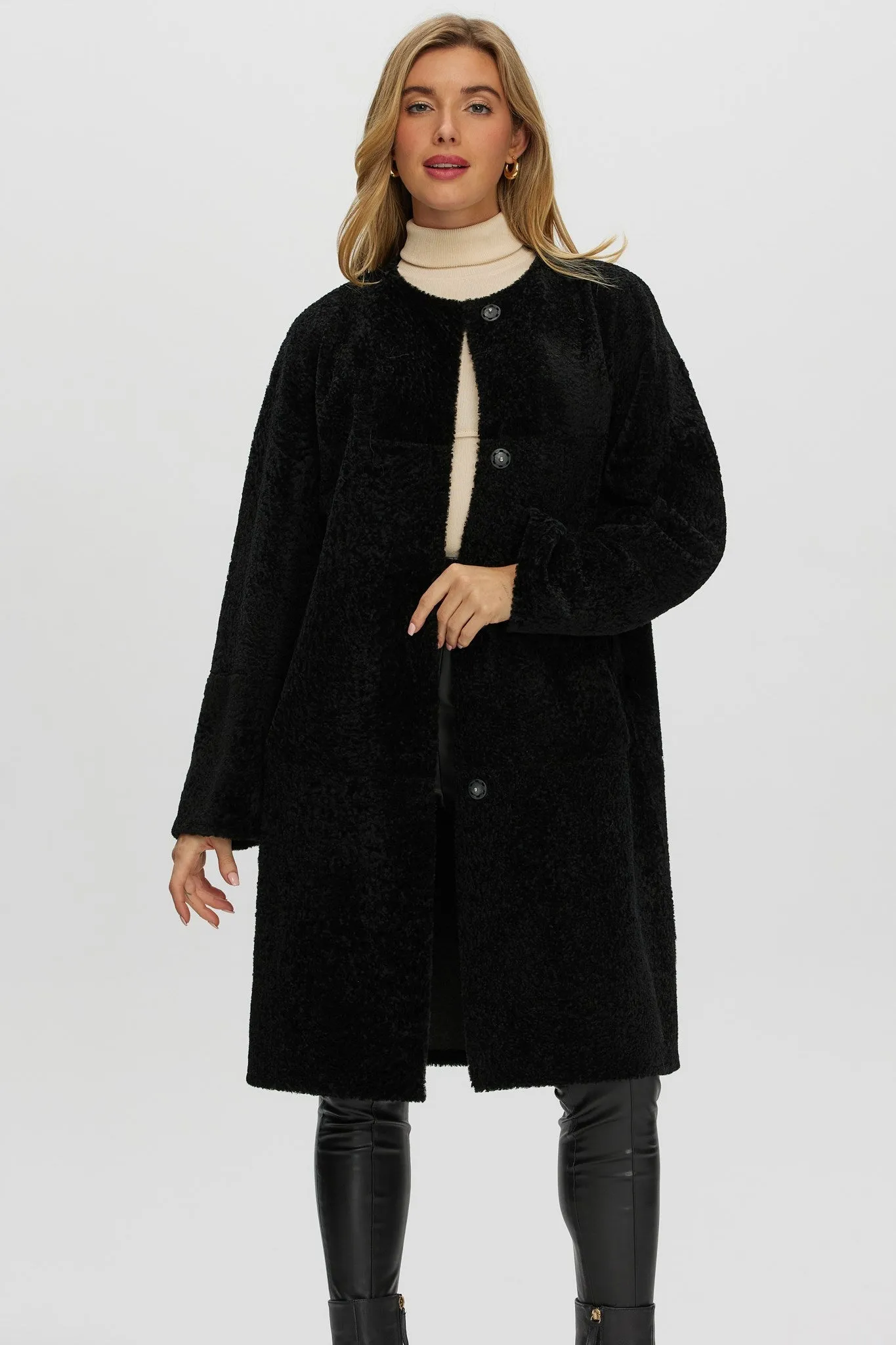 Reversible Shearling Lamb Short Coat