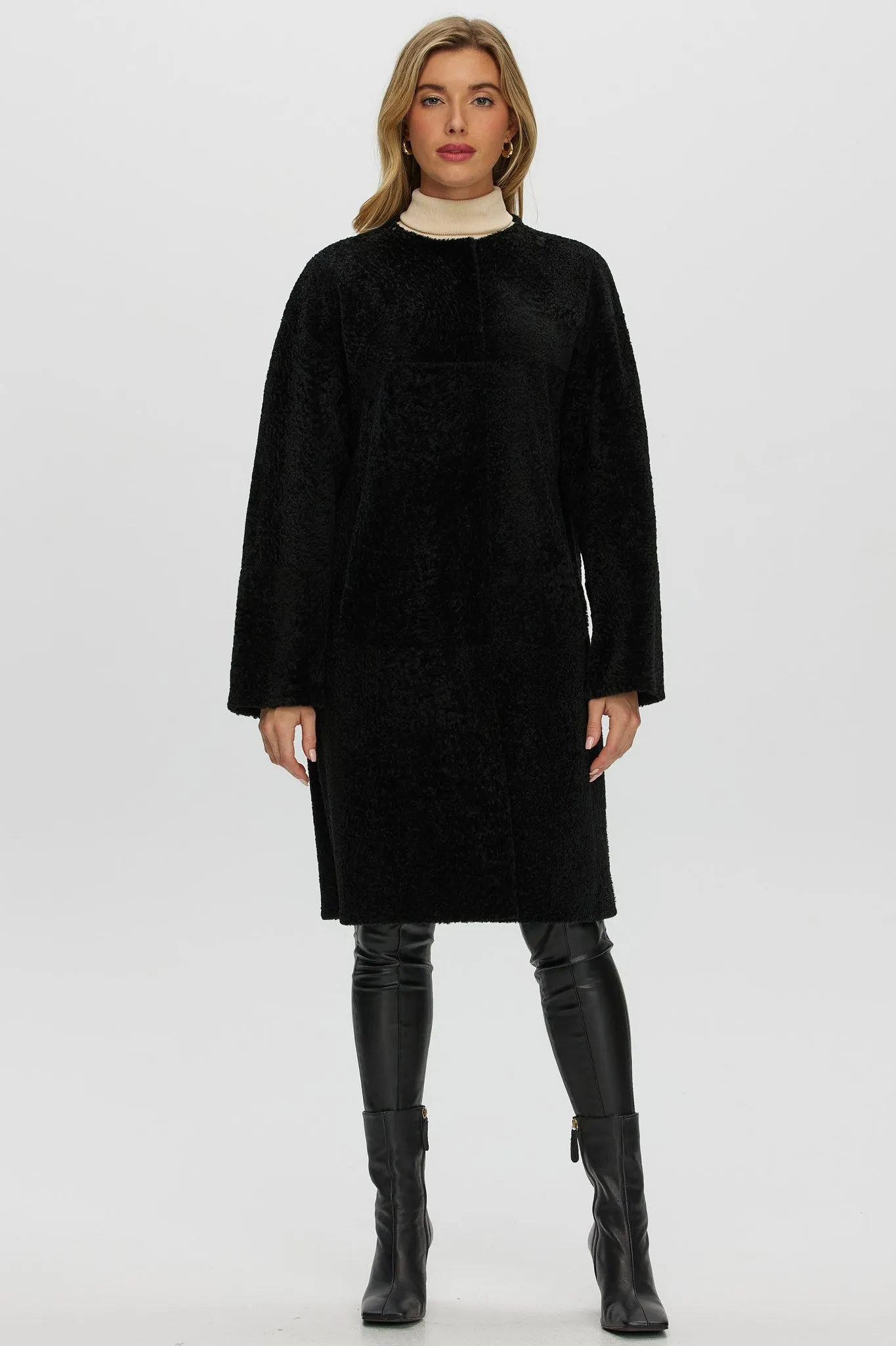 Reversible Shearling Lamb Short Coat