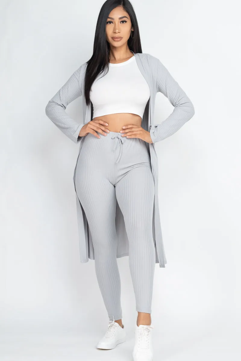 Ribbed Long Cardigan & Leggings Set (CAPELLA)