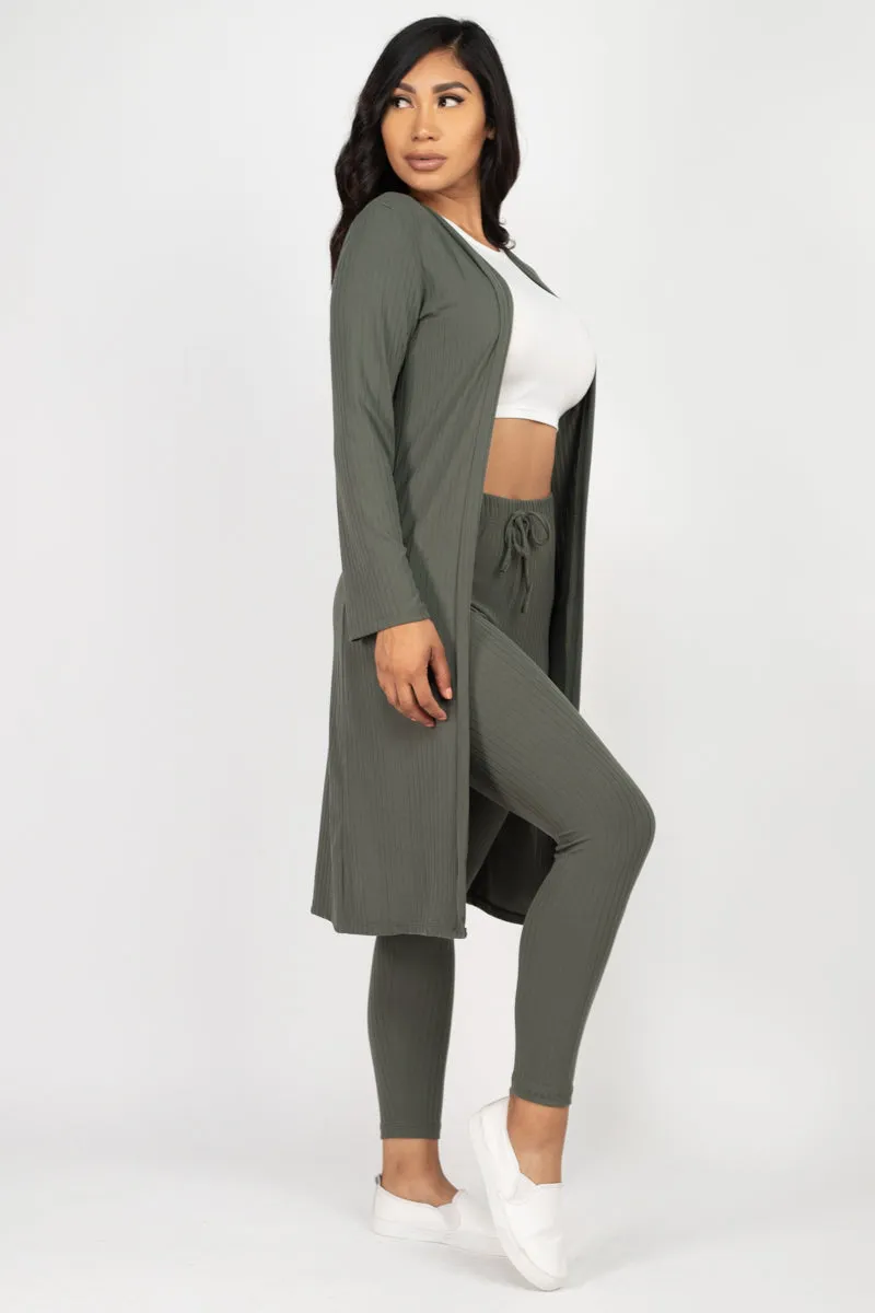 Ribbed Long Cardigan & Leggings Set (CAPELLA)