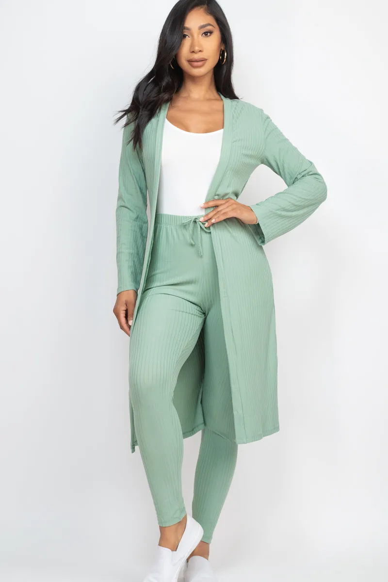 Ribbed Long Cardigan & Leggings Set (CAPELLA)