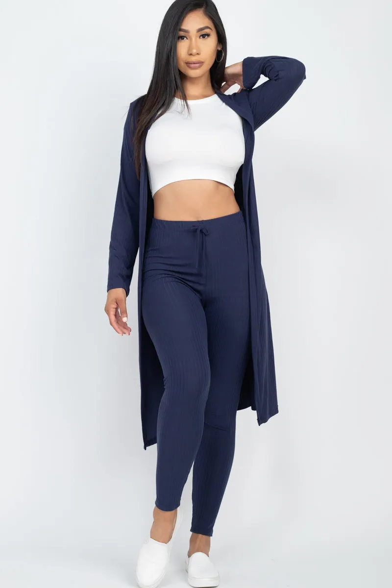 Ribbed Long Cardigan & Leggings Set (CAPELLA)