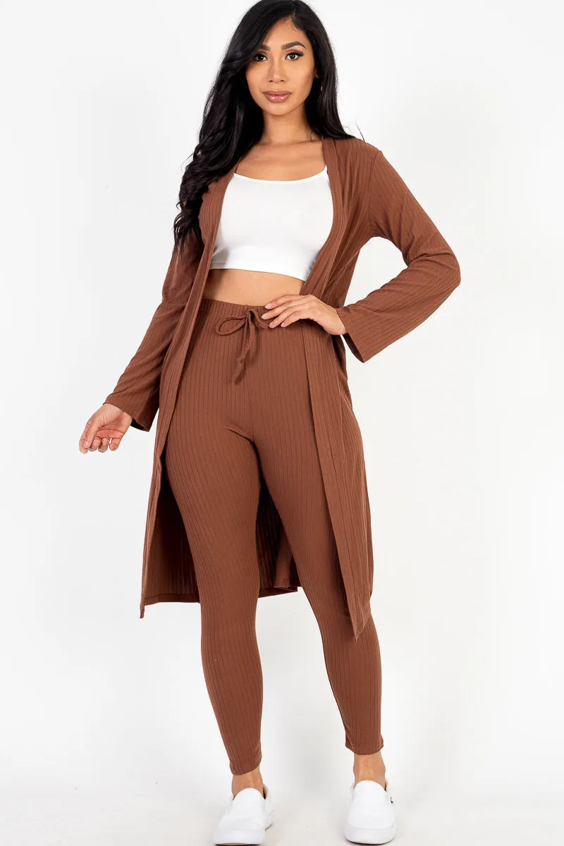 Ribbed Long Cardigan & Leggings Set (CAPELLA)