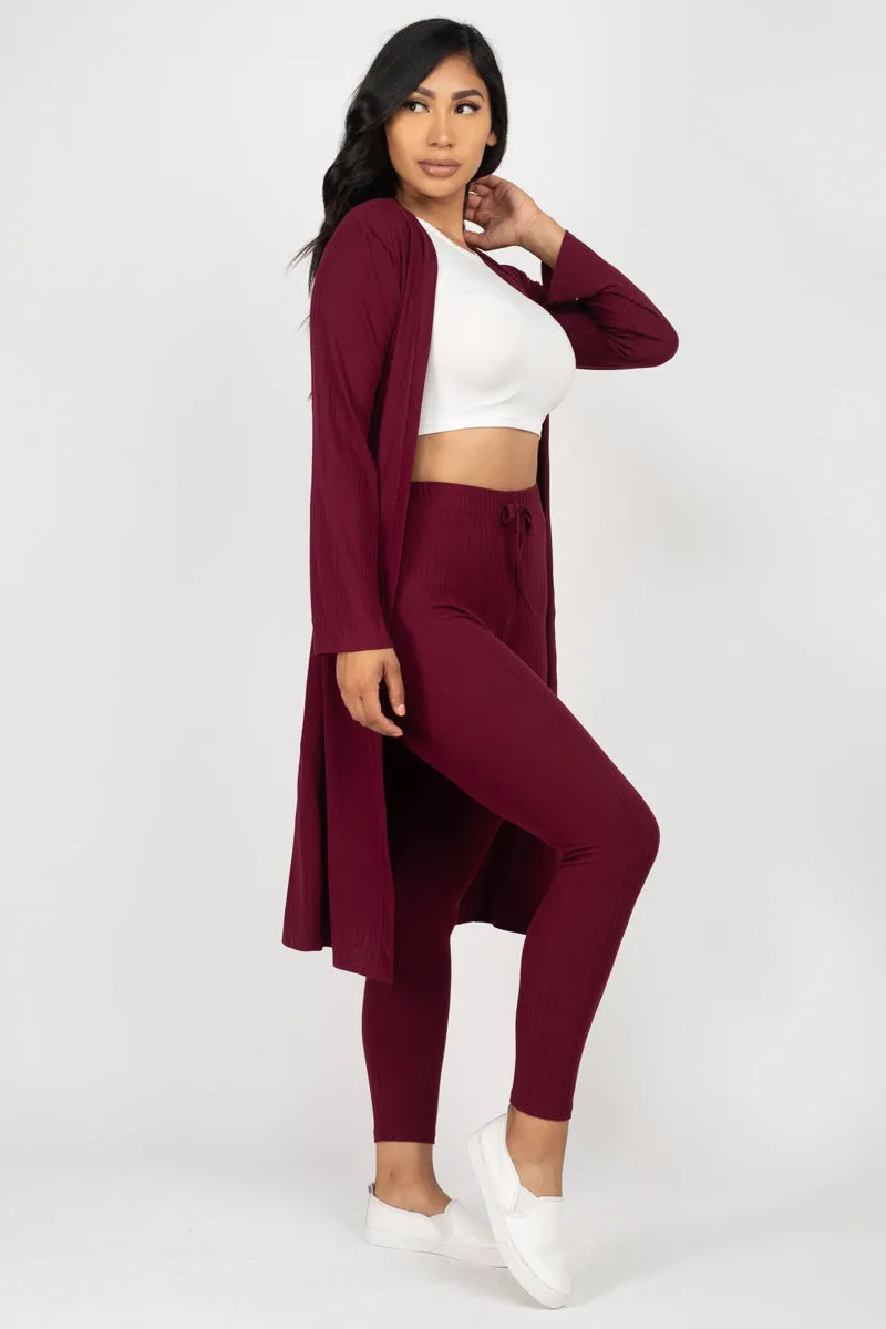 Ribbed Long Cardigan & Leggings Set (CAPELLA)