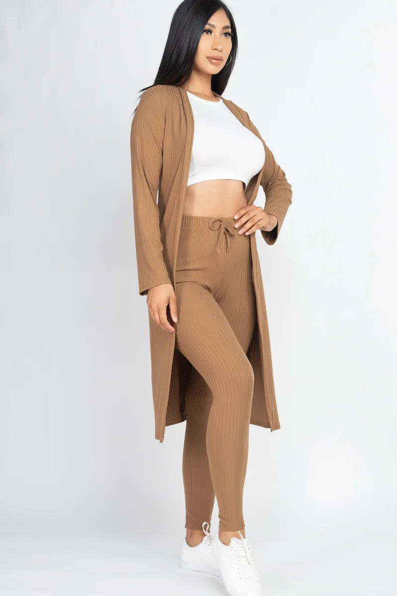 Ribbed Long Cardigan & Leggings Set (CAPELLA)