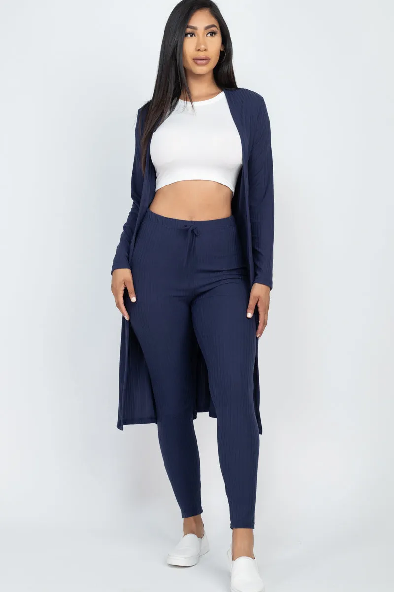 Ribbed Long Cardigan & Leggings Set (CAPELLA)