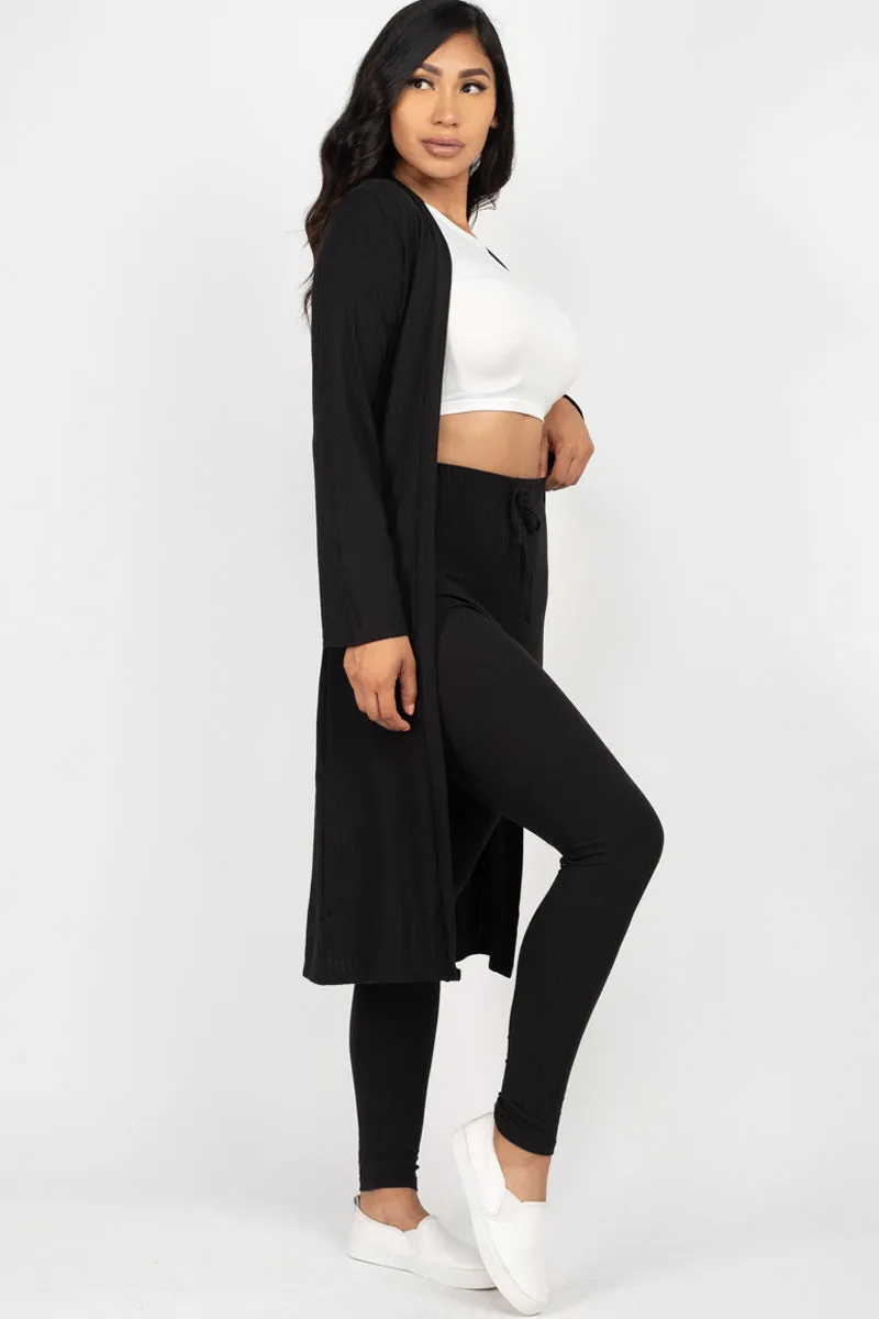 Ribbed Long Cardigan & Leggings Set (CAPELLA)