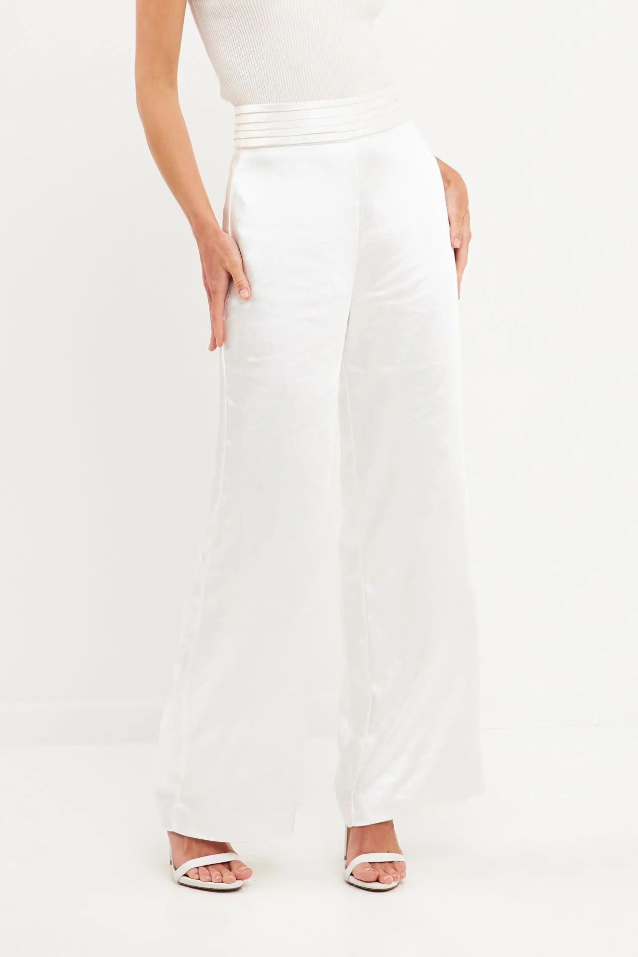 Satin Tuxedo Wide Leg Trousers