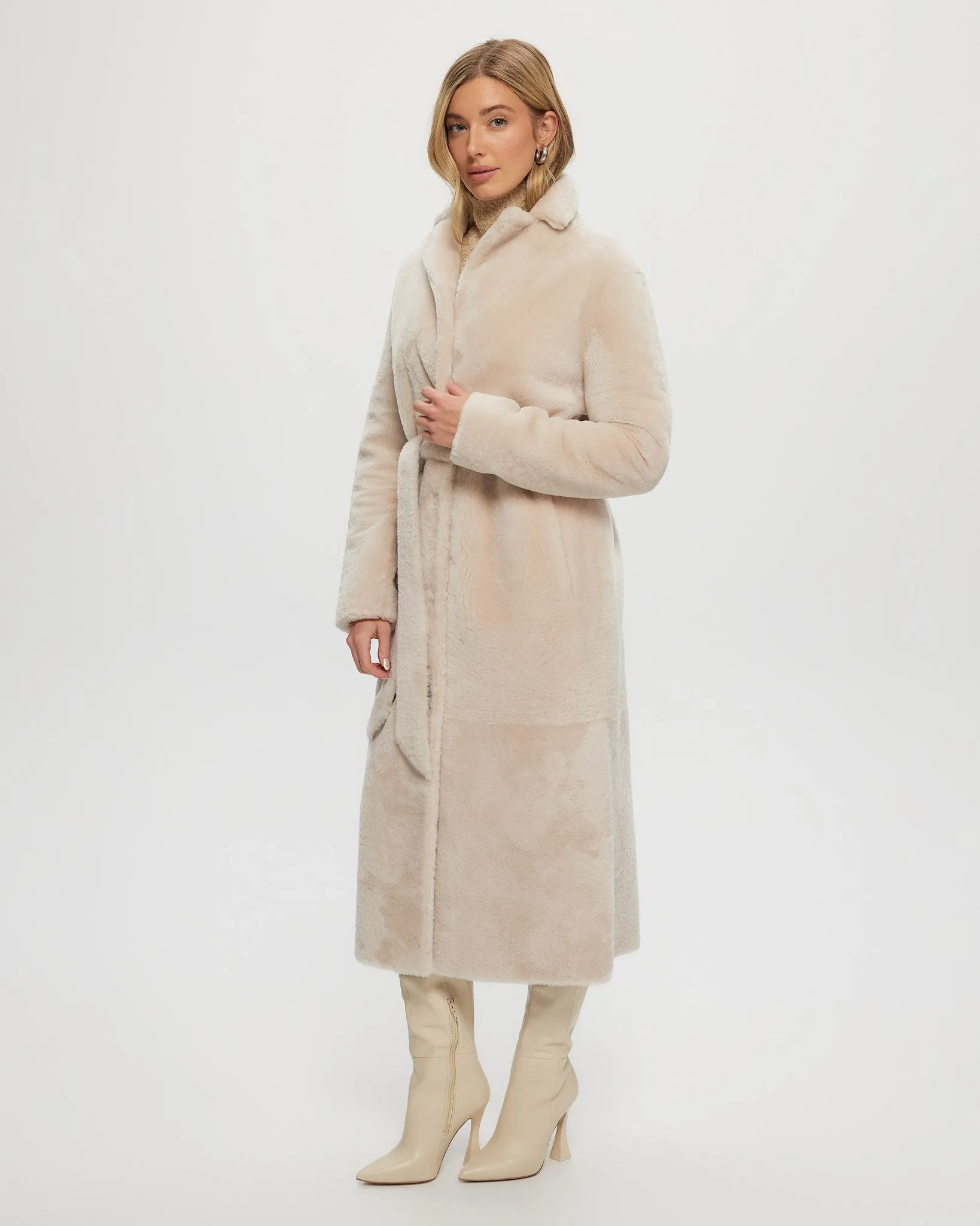 Select Shearling Lamb Coat, Belt