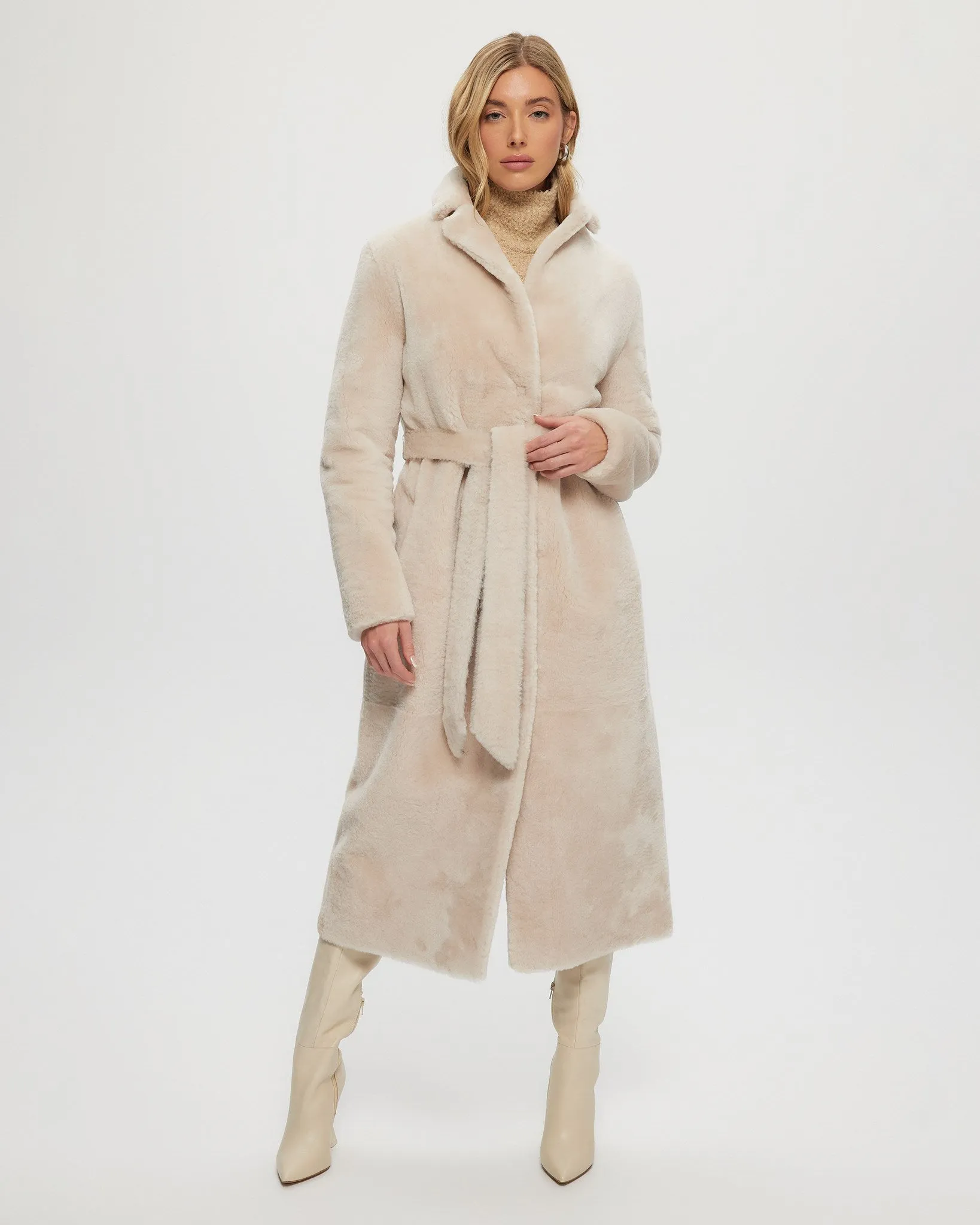 Select Shearling Lamb Coat, Belt