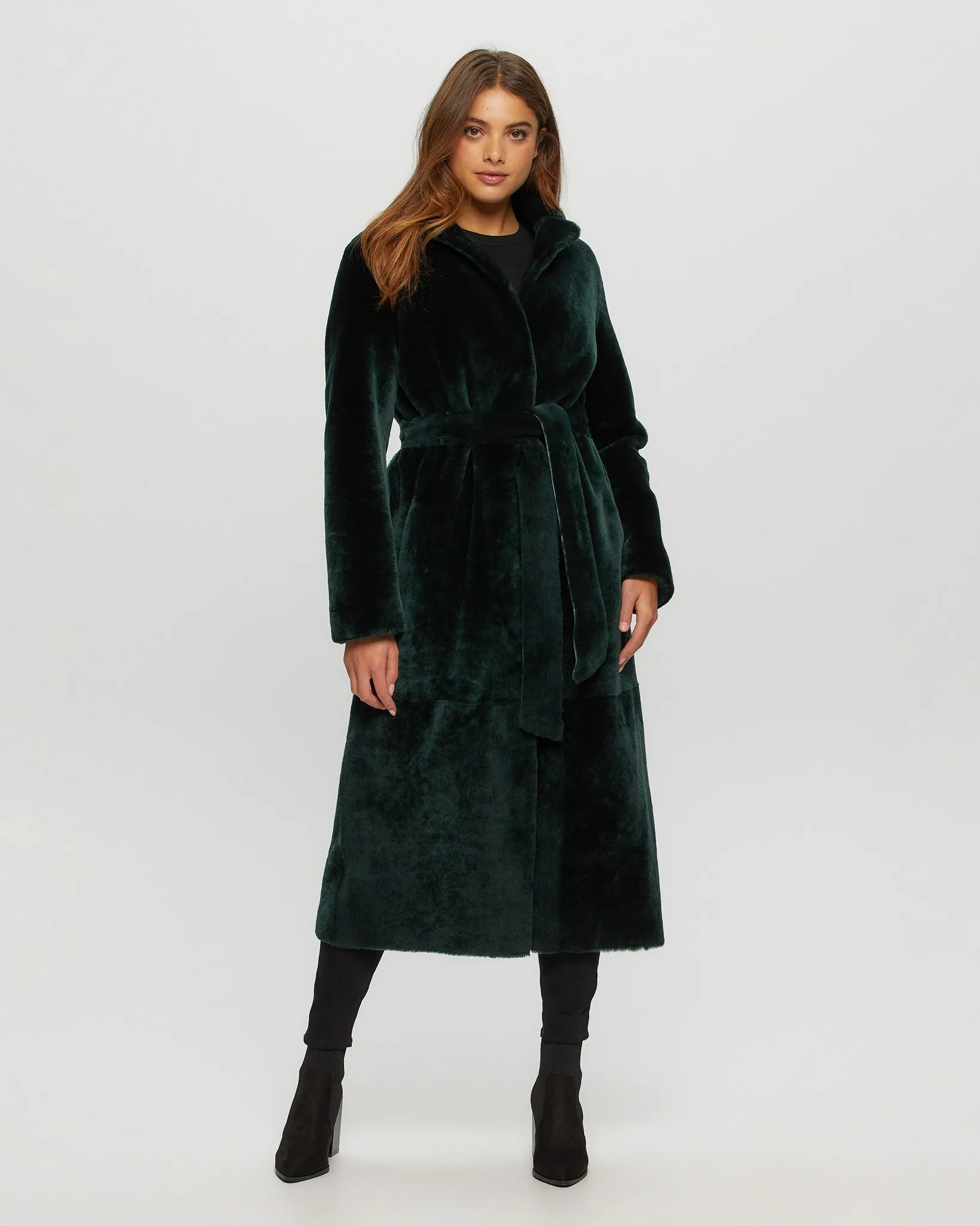 Select Shearling Lamb Coat, Belt