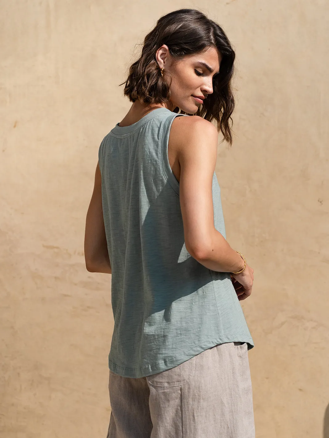 Soleil Cotton Tank Top Steel