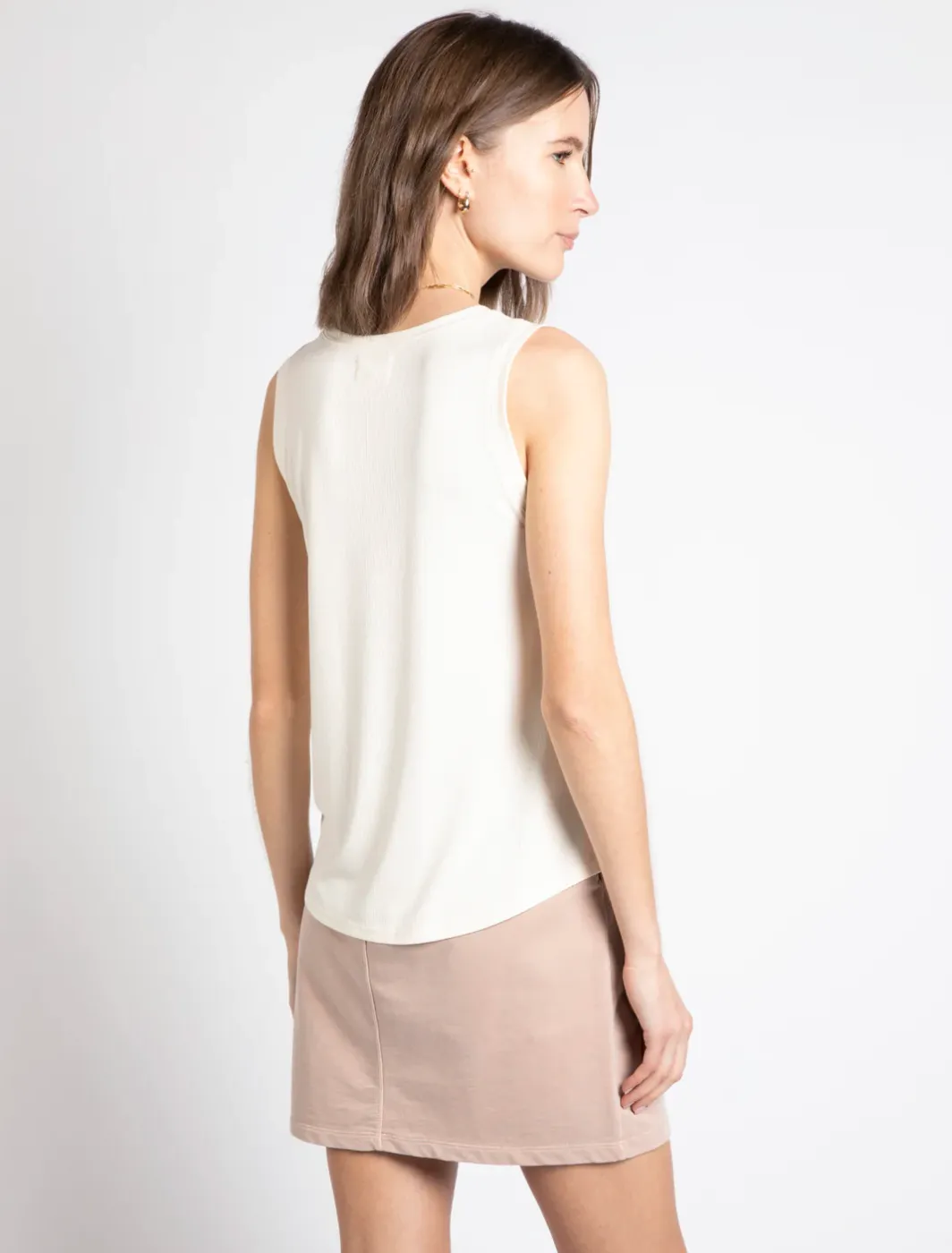 T&S Euclid Ribbed Tank-Cream